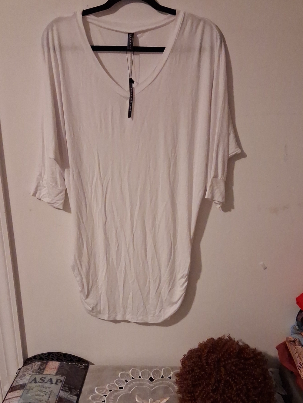 Johnny Was White V-Neck Relaxed Tunic